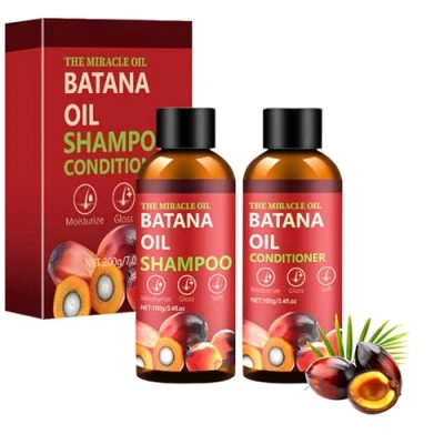 Immagine di Batana shampoo e balsamo, set per la cura dei capelli biologici naturali, nutre profondamente il cuoio capelluto, ripristina i danneggiati, crescita capelli,