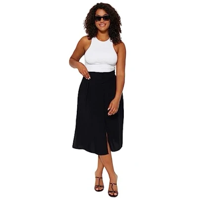 Immagine di Trendyol Donna Dritto Midi Una Linea Gonna Taglie Forti, Nero, 50 Plus