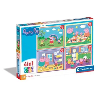 Immagine di Clementoni Supercolor Peppa Pig 4 12,16,20 e 24 Pezzi Bambini 3 Anni, Puzzle Cartoni Animati Made In Italy, Multicolore, 21516