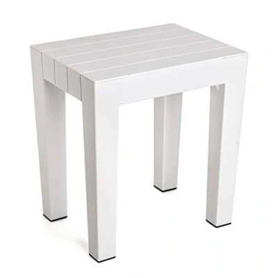 Immagine di Tatay Lombok Sgabello Rettangolare, Polipropilene, Senza BPA, Finitura Effetto Legno, la Protezione anti UVA, Anche 130kg, Adatto a 38x29x41cm Interni ed Esterni, Bianco