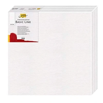 Immagine di Kreul 631515 Tela Solo Goya Stirata Basic Line 15 x cm, Set da 3, con di Cotone 4 Volte primerizzata, per Colori a Olio, acrilici e Gouache, White