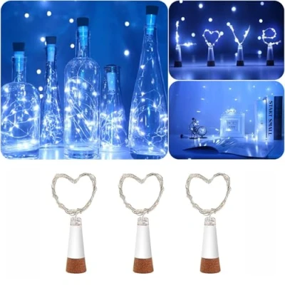 Immagine di KOBWA LED Sughero Bottiglia Luci, Luci per Bottiglie Tappo del Vino Fata String Rame Filo Stringa Stellato USB Ricaricabile Matrimonio (Bianco (Confezione da 4))