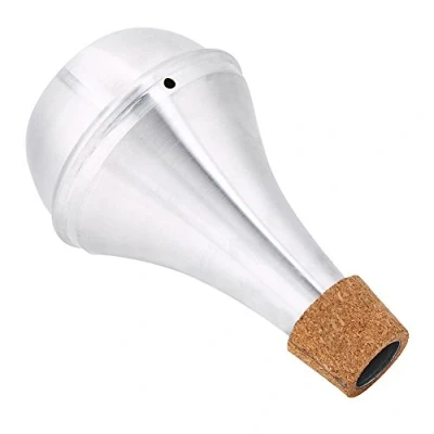Immagine di Tromba Mute, Mute Dritto Lega di Alluminio Muto Pratica Silenziatore Ammortizzatore Strumento Musicale in Ottone Parte Argento