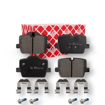 Immagine di FEBI BILSTEIN 173772 Kit pastiglie freno Assale posteriore Predisposto per contatto segnalazione usura con materiale di montaggio BMW: 3 Touring
