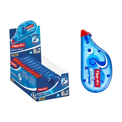 Immagine di BIC Tipp Ex Bianchetto a Nastro, Mini Pocket Mouse, Correttore Confezione da 10, Fornitura Cancelleria Scuola e Ufficio
