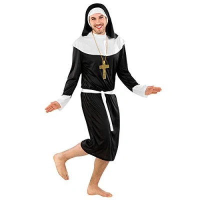 Immagine di TecTake dressforfun Costume da Uomo Suora Veste dal Taglio Ampio Colletto Copricapo e Cintura Allacciare in Vita (L No. 300364)