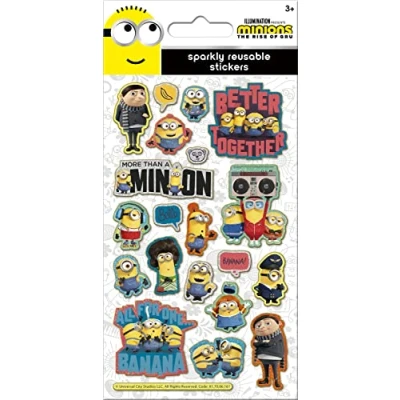 Immagine di Paper Projects 01.70.06.161 Minions: The Rise of Gru Adesivi scintillanti, prodotto con licenza ufficiale, riutilizzabile su superfici non porose, bianco, 19,5 cm x 9,5