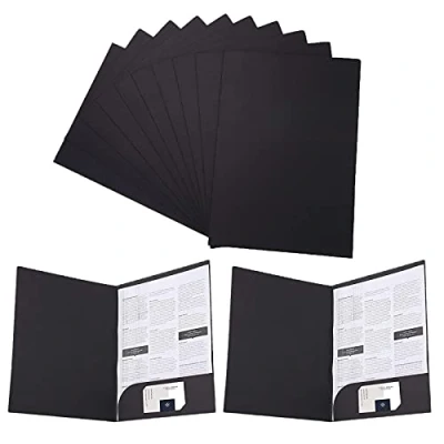 Immagine di Cartellina Portadocumenti A4 Cartoncino File di Carta kraft 350 gsm con Tasche Scomparto per Presentazioni, Progetti e Documenti, Cartelline in (12, Nero)