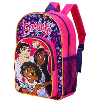 Immagine di Disney Encanto Zaino per bambini di alta qualità, la scuola, da viaggio, con tasca laterale in rete e frontale cerniera, Multicolore