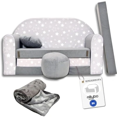 Immagine di millybo divano per bambini con funzione di sonno, pieghevole, 3 in 1, bambini, letto, ragazze, ragazzi, mini cameretta dei (A39)