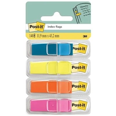 Immagine di Post It Index Segnapagina, Piccolo, Colori Traslucidi, 11.9 mm x 43.2 mm, 140 Segnapagina per Contrassegnare, Evidenziare o Codificare a le Informazioni Importanti