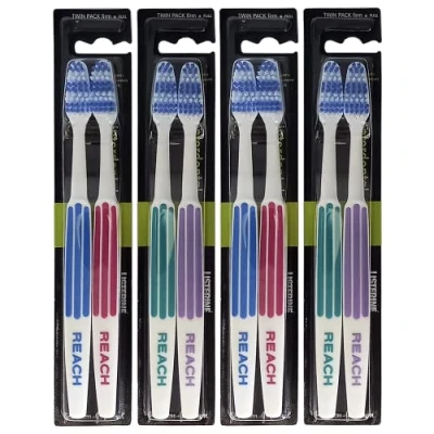Immagine di REACH Essential Care Interdental Duro Spazzolino, Confezione Doppia x 4, Testa piena Hard Setole Spazzolini manuali, Varietà di colori Multipack, Quotidiano Orale Smalto Cure odontoiatriche