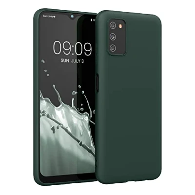 Immagine di kwmobile Custodia Compatibile con Samsung Galaxy A03s Cover Back Case per Smartphone in Silicone TPU Protezione Gommata verde muschio