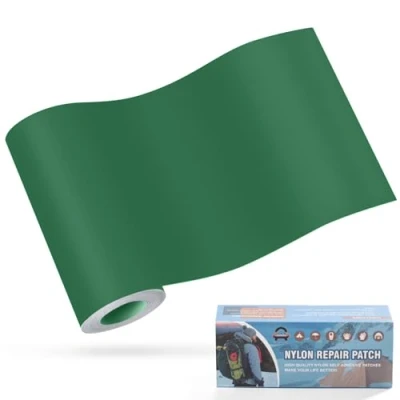 Immagine di Toppe autoadesive in nylon, 10x160cm OAZ autoadesive, impermeabile, toppa di riparazione per tende, piumino, sacco a pelo, Verde scuro