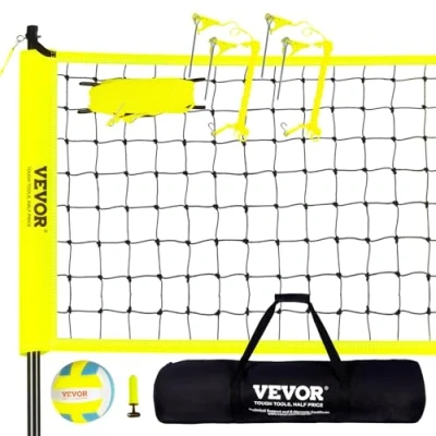 Immagine di VEVOR Sistema di Rete da Pallavolo Portatile per Esterni, Pali in Acciaio Altezza Regolabile, PVC, Pompa, Borsa, Resistente Cortile, Spiaggia, Prato