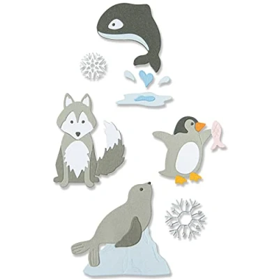 Immagine di Sizzix Set di Fustelle Thinlits 8PK Arctic Animals Jennifer Ogborn 666013 Capitolo 4 2022 Wafer, Plastica Carta, Grey, One Size