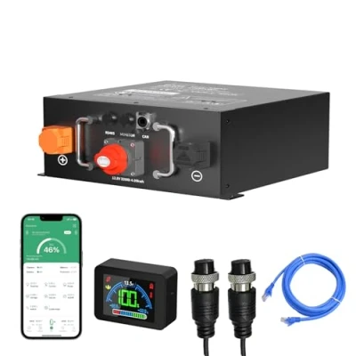 Immagine di FEENCE batteria LiFePO4, 320 Ah, 12 V, al litio da 4096 Wh con BMS, max. 15000 cicli, perfetta per camper, impianto solare, kit di pannelli solari, campeggio