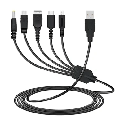 Immagine di Link e : Cavo di Ricarica, Caricatore USB 5 in 1 Compatibile con Console Nintendo 3DS, New 3DS XL, 2DS, DSI, DSI Gameboy Advance GBA SP, DS Lite, DS, Gamepad Wii U y SONY PSP 1000/2000/3000