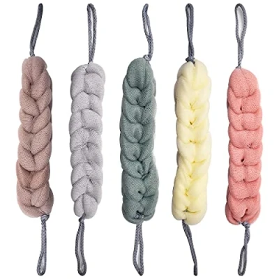 Immagine di Spugna di Luffa,Forreen 5 Pezzi da Doccia Morbido Comodo Luffa Bagno a Rete Elastica Loofah per Uomini Donne Strofinare il Corpo Posteriore Della