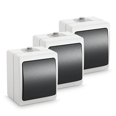 Immagine di ABSINA Interruttore in superficie per ambienti umidi 3x 1 gang surface mounted switch IP54, 250V, 10A