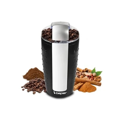 Immagine di BEPER BP.581 Caffe&#039; Elettrico e Macina Spezie Macinacaffè per Macinatura Istantanea di Chicchi caffè, Frutta Semi, 250 W, Plastica, Nero, Argento
