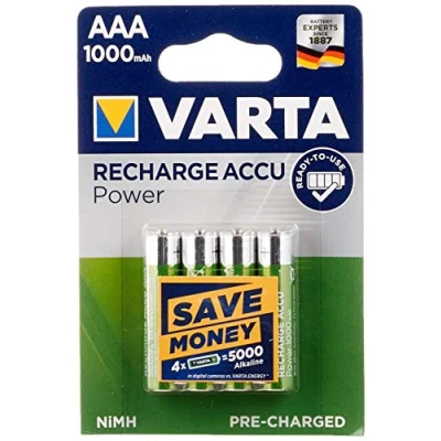 Immagine di Varta 43471 Ready to Use AAA (Micro)/HR03 (5703) 1000 mAh, Blister LSD NiMH Akku (pronto all&#039;uso), 1,2 V, confezione da 5 pezzi (5 x 40 pezzi)