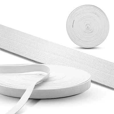 Immagine di DOJA Barcelona Elastico per Cucito 50m 20mm Bianco Filo Cucire Poliestere e Gomma Elastici da Rotolo Piatto Pantaloni, Stoffa, Mutande, Maglia, Gonna