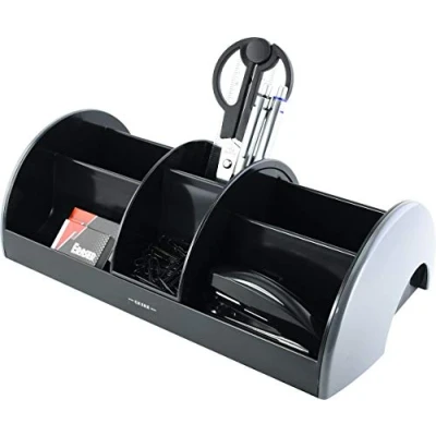 Immagine di EXERZ EX895A O Life MEGA Portaoggetti da scrivania con set di cancelleria/Organizer Forbici, Pinzatrice, Punti metallici, Penne, Righello, Gomma, Graffette INCLUSE (Grigio)