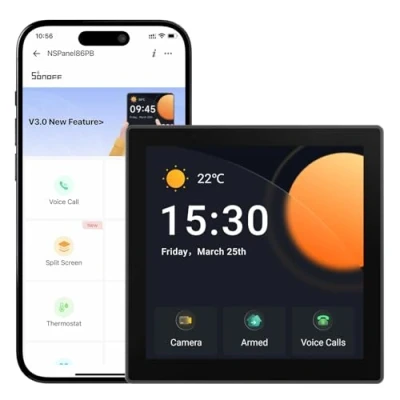 Immagine di SONOFF Zigbee Hub, NSPanel Pro Pannello di Controllo Smart Home, Hub 3.0 Integrato, Termostato Wireless, App, Scena Intelligente, Chiamata Interfono (Nero)