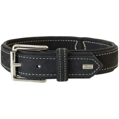 Immagine di HUNTER HUNTING Collare per cani in pelle nabuk, resistente, morbido, 45 S, colore: Nero