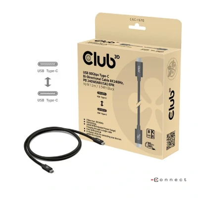 Immagine di club3D Cavo USB C USB4™ Spina C® 1.2 m Nero CAC 1570