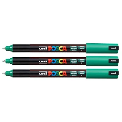Immagine di uni ball PX89789000 POSCA 181701 Pennarello con punta calibrata (verde, 3 pezzi)