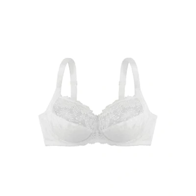 Immagine di Dorina Philippa Reggiseno con Ferretto, Tessuto Jacquard e Microfibra Denier, Ali a U, Elastico Picot Lucido, Fiocco in Raso, Chiusura Ganci Due Strati per Comfort Supporto, Bianco