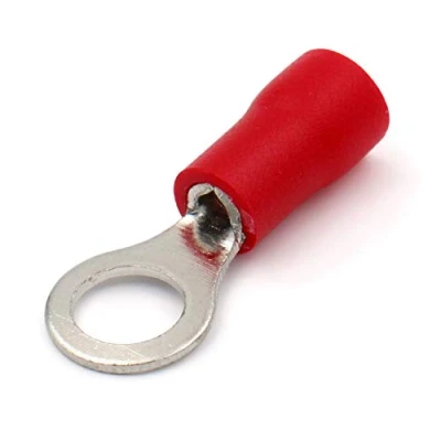 Immagine di Heschen anello terminale a crimpare connettori vinile isolato filo elettrico connettore rv1.25 5S Stud size # 10 per 0.5 1.5 mm² (22 16 AWG) rosso 100 pezzi