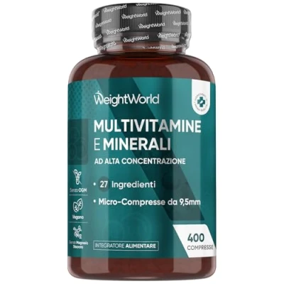 Immagine di Multivitaminico Completo con 27 Vitamine e Minerali, 400 Compresse Vegane (Scorta per 1 Anno), Gusto Menta Piperita, Integratore Uomo &amp; Donna, B, A, C, D3, K