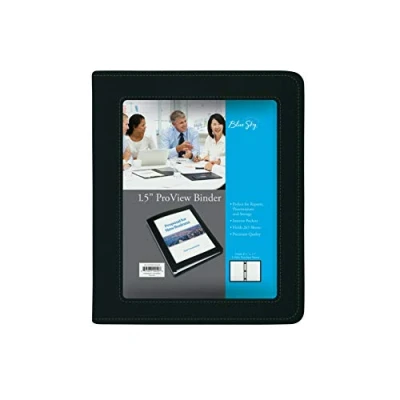 Immagine di &quot;Blue Sky ProView Legacy Raccoglitore a 3 anelli, formato lettera, 3,8 cm, copertina in pelle sintetica testurizzata, con tasche integrate, contiene 265 fogli&quot; (10040)