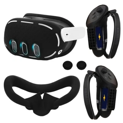 Immagine di OOAVR Set di accessori protettivi per cuffie VR Meta Quest 3, copertura impugnature controller VR, Shell pad in silicone coperture levette