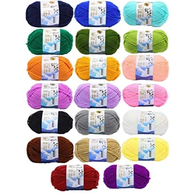 Immagine di JZK 20 Multicolore 50g Super Morbido Filato di Lana Cotone, matassine gomitoli Cotone per Uncinetto e Maglia Indumenti Bambini amigurumi Cappello Sciarpa