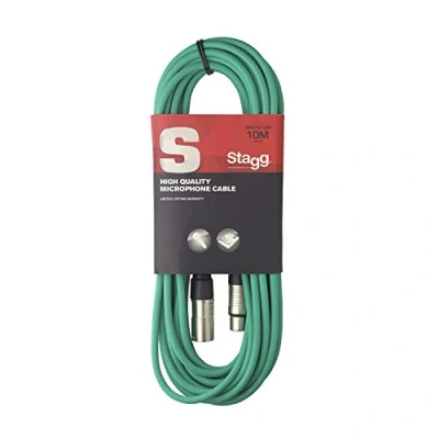 Immagine di Stagg Alta Qualità Plug Cavo per Microfono XLRf to XLRm, 10m, Verde