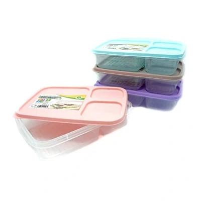 Immagine di PARENCE. Scatola per il pranzo con 3 scomparti coperchio/forno a microonde adattato, lavastoviglie da in plastica 1,2 L, 21 * 14,5 cm Colore casuale