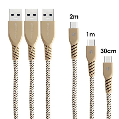 Immagine di TECHGEAR 3 Pezzi (30cm/1m/2m) USB C Cavo per Ricarica e Trasmissione Samsung Tab A8 2022, A7 T500, A 10.1&quot; T510, 10.5&quot; T590, S4 10.5&quot;, S7 S7+ S6 S5e S3 altri dispositivi