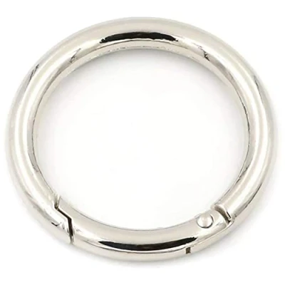 Immagine di 2 moschettoni a scatto rotondi, molla, portachiavi molla per fibbie ad anello, Silver, 20 mm