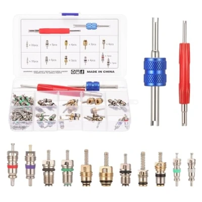 Immagine di HSEAMALL 102PCS A/C Valvola Core R12 R134a Automotive Aria Condizionata Pneumatica Refrigerazione Steli Rimozione Strumento Kit Assortimento