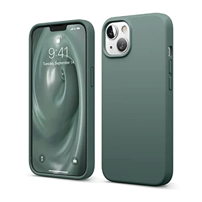Immagine di elago Cover Silicone Liquido Compatibile con iPhone 13 Case (6.1&quot;), Premium, Protezione Completa Antiurto a 3 Strati, Custodia in Morbida Microfibra Antigraffio (Verde Notte)