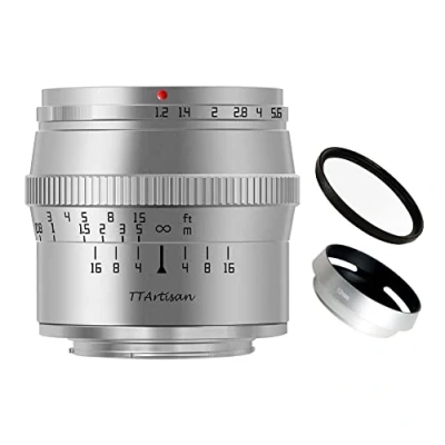 Immagine di TTArtisan 50mm F1.2 APS C Messa a Fuoco Manuale Grande Apertura Obiettivo Fisso Argento per Panasonic/Sigma/Leica L Mount Camera T TL TL2 CL FP
