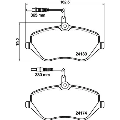 Immagine di HELLA 8DB 355 011 491 Kit pastiglie freno con segnalatore usura integrato accessori CITROËN: C5 III Station Wagon, 3, C6 Sedan