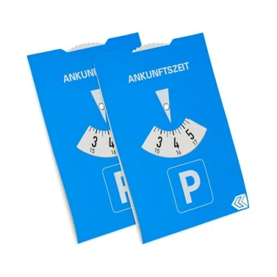Immagine di Disco di parcheggio, 2 pezzi, in blu, carta, regolabile su entrambi i lati, parchimetro con ANKUNFTSZEIT, per auto, camion, parcheggio dischi scheda