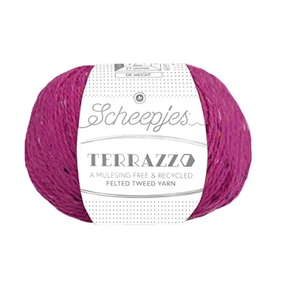 Immagine di Scheepjes Terrazzo Cotone Filato, 70% Lana Senza mulesing 30% Viscosa Riciclata, 721 Lampone, 1x50g