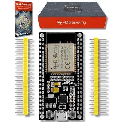 Immagine di AZDelivery Scheda di Sviluppo ESP32 NodeMCU WiFi con CP2102 (modello successivo a ESP8266), versione non saldata compatibile Arduino incluso un E Book!