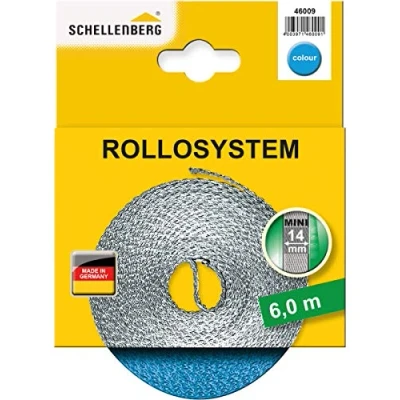 Immagine di Schellenberg 46009 Cintino avvolgibili 14 mm x 6 m Sistema Mini, Cinghia tapparella, Azzurro